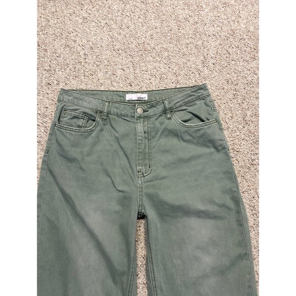Vervet Super High Rise 90s Vintage Crop Flare Distressed Raw Hem Green 30 - Picture 3 of 7